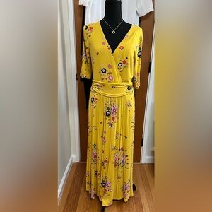 Boden Mustard Floral Maxi Dress